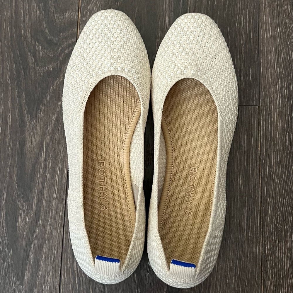 Rothy's Ivory Knit Ballet Flats